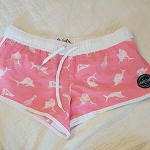 Salt Life Pink and White Sea Life Board Shorts ✨ Small